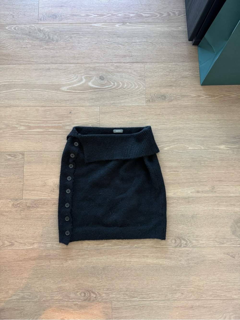 Fold-Over Waist Knit Mini Skirt